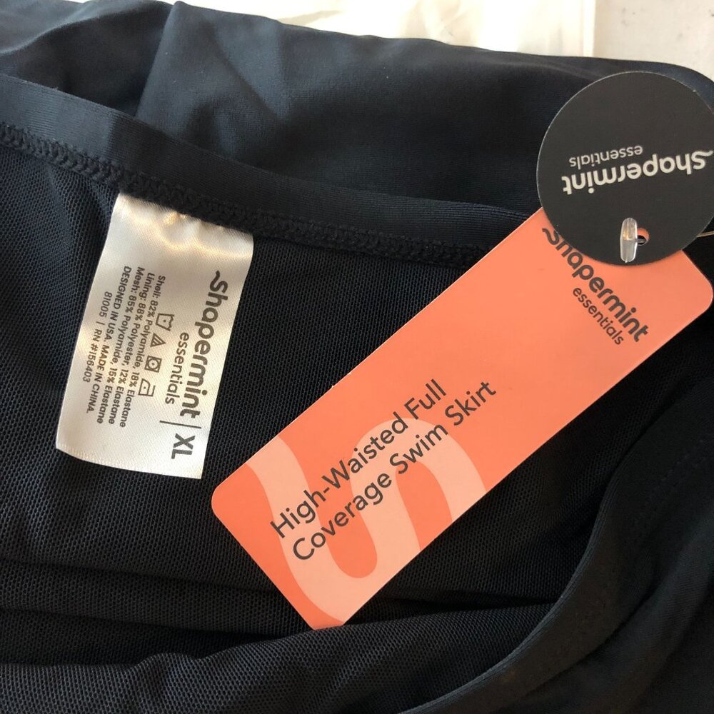 Shapermint High-Waisted Full Coverage Swim Skirt Built in Brief Black XL - Picture 4 of 5